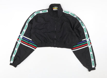 Forever 21 Women’s Black Cropped Bomber Jacket M Sports Retro Style