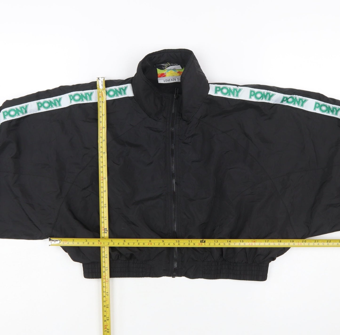 Forever 21 Women’s Black Cropped Bomber Jacket M Sports Retro Style