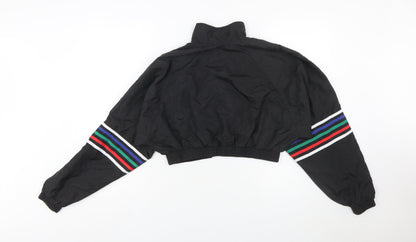 Forever 21 Women’s Black Cropped Bomber Jacket M Sports Retro Style