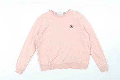 FILA Women Pink Crew Neck Pullover Sweatshirt Size L Cotton Blend