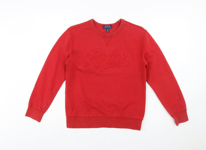 Polo Ralph Lauren Boys Red Cotton Blend Sweatshirt M (10-12) Crew Neck