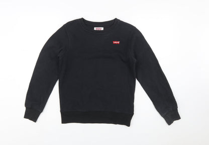 Levi's Boys Black Crew Neck Sweatshirt Size 12 Years Cotton Blend Logo