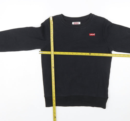 Levi's Boys Black Crew Neck Sweatshirt Size 12 Years Cotton Blend Logo