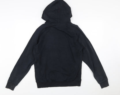 Adidas Boys Black Pullover Hoodie 13-14 Years Cotton Blend Logo Sweatshirt