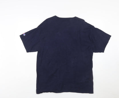 Champion Men Blue L Crew Neck Short Sleeve Sports T-Shirt