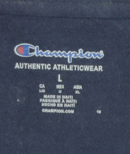 Champion Men Blue L Crew Neck Short Sleeve Sports T-Shirt