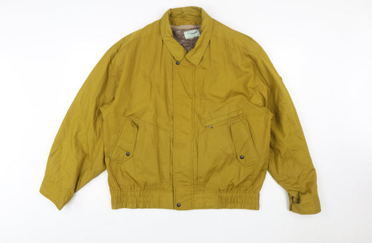 Crocodile Men's Yellow XL Bomber Jacket Faux Fur Lined Vintage Style