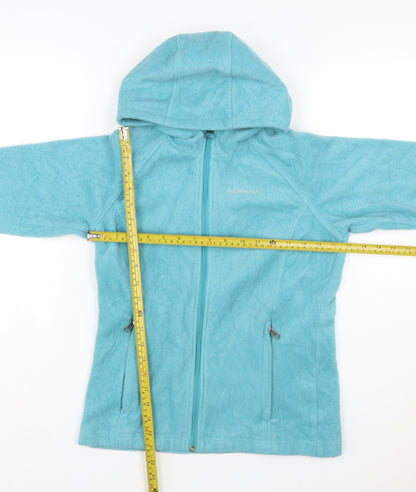 Columbia Girls Blue Hooded Fleece Jacket Size 14-15 Years Full Zip