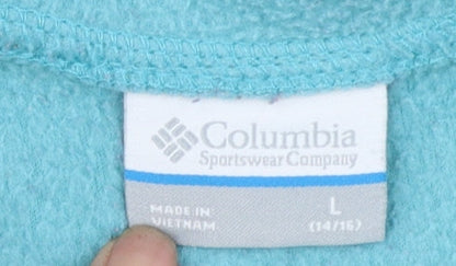 Columbia Girls Blue Hooded Fleece Jacket Size 14-15 Years Full Zip