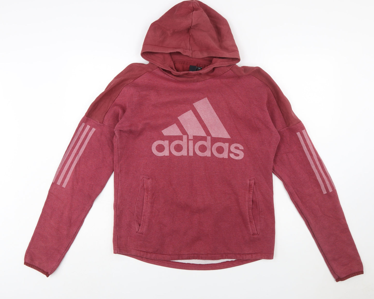 Adidas Womens Red Pullover Hoodie Size S with Logo Print