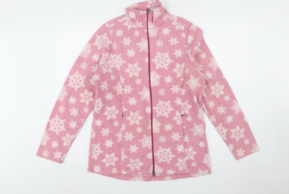 Falls Creek Women's Pink Snowflake Fleece Jacket Medium Winter Warm