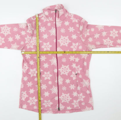 Falls Creek Women's Pink Snowflake Fleece Jacket Medium Winter Warm