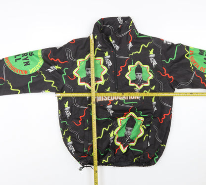 Melody Ehsani Women's Black Graphic Windbreaker Jacket Size S