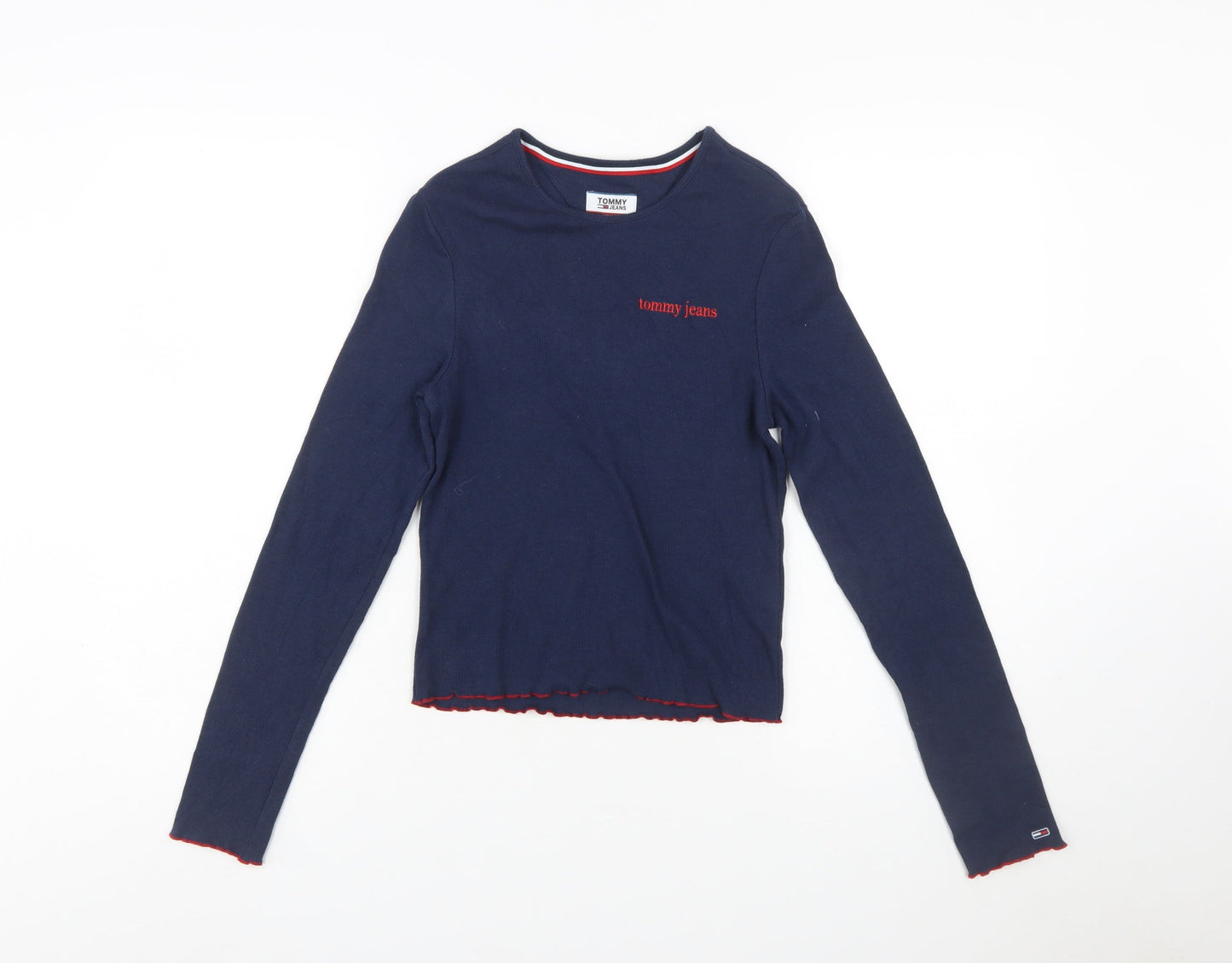 Tommy Jeans Women’s Blue Slim Fit Long Sleeve Cropped T-Shirt M