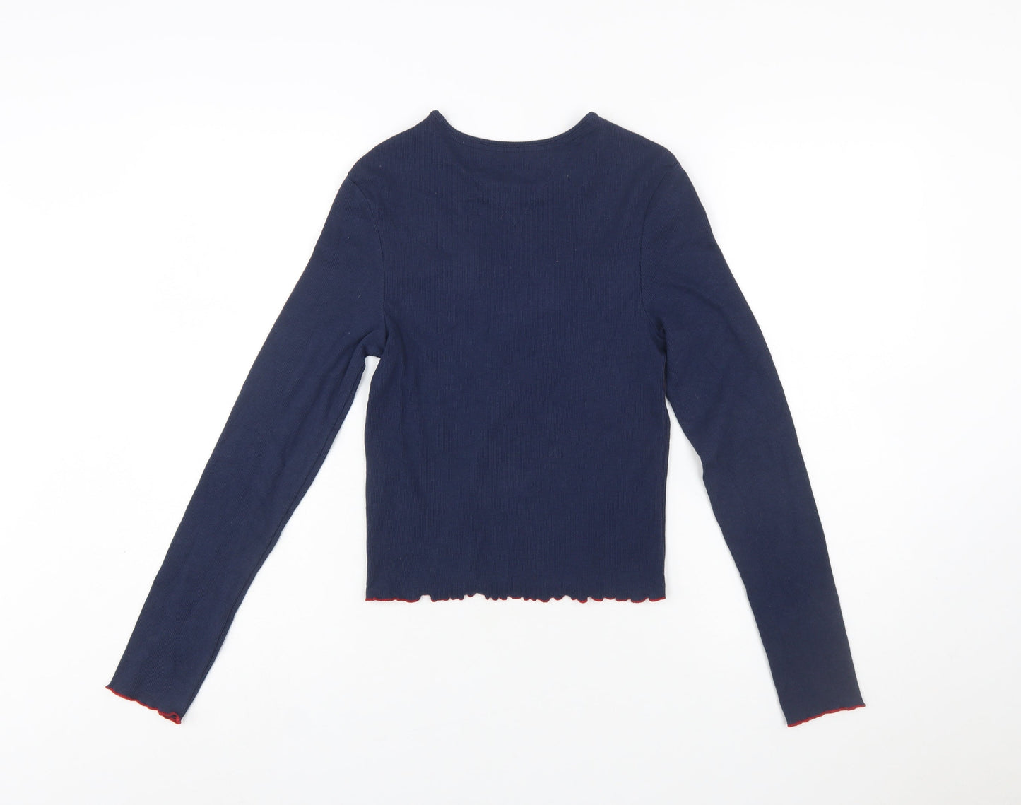Tommy Jeans Women’s Blue Slim Fit Long Sleeve Cropped T-Shirt M