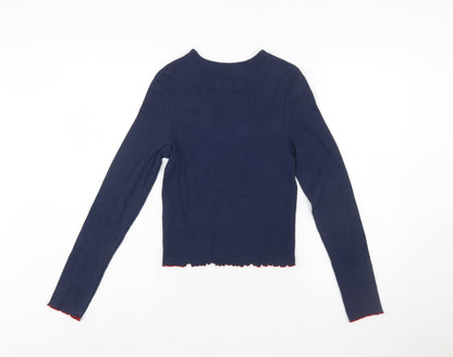 Tommy Jeans Women’s Blue Slim Fit Long Sleeve Cropped T-Shirt M