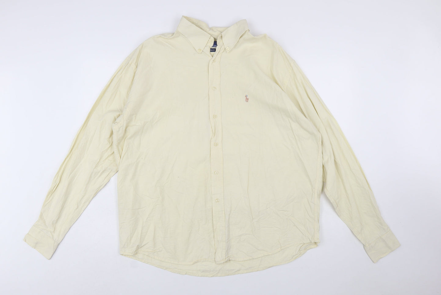 Polo Ralph Lauren Men's Beige Long Sleeve Classic Fit 2XL Cotton Button-Up Shirt