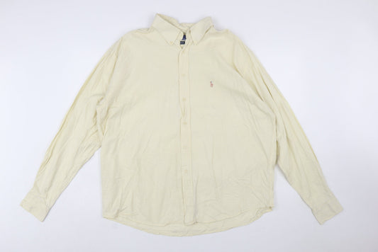 Polo Ralph Lauren Men's Beige Long Sleeve Classic Fit 2XL Cotton Button-Up Shirt