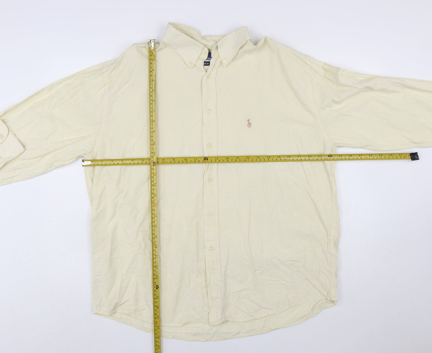 Polo Ralph Lauren Men's Beige Long Sleeve Classic Fit 2XL Cotton Button-Up Shirt