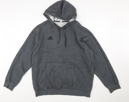 Adidas Men Grey XL Pullover Hoodie Fleece Logo Sportswear