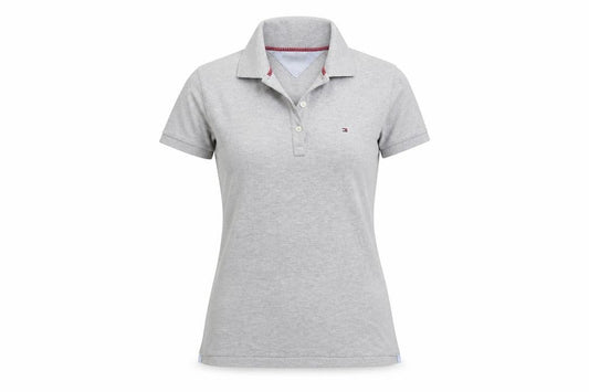 Tommy Hilfiger Women's Grey Slim Fit Polo Shirt M