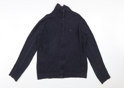 Tommy Hilfiger Men's Blue 2XL Full Zip Cotton Jumper