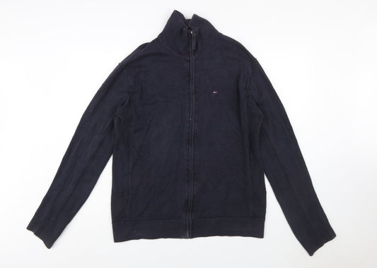 Tommy Hilfiger Men's Blue 2XL Full Zip Cotton Jumper