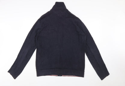 Tommy Hilfiger Men's Blue 2XL Full Zip Cotton Jumper