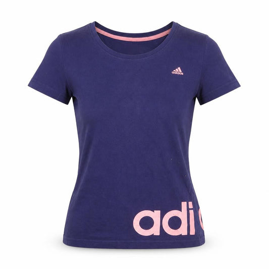 Front view of Adidas Women's Blue XS Basic Slim Fit Sports T-Shirt