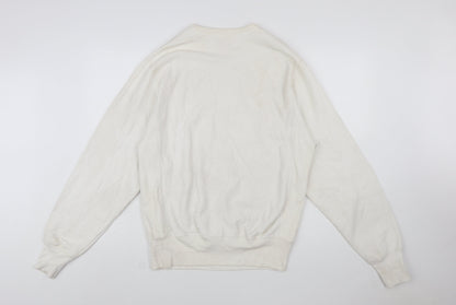 Champion Men's White Small Reverse Weave Crew Neck Sweatshirt