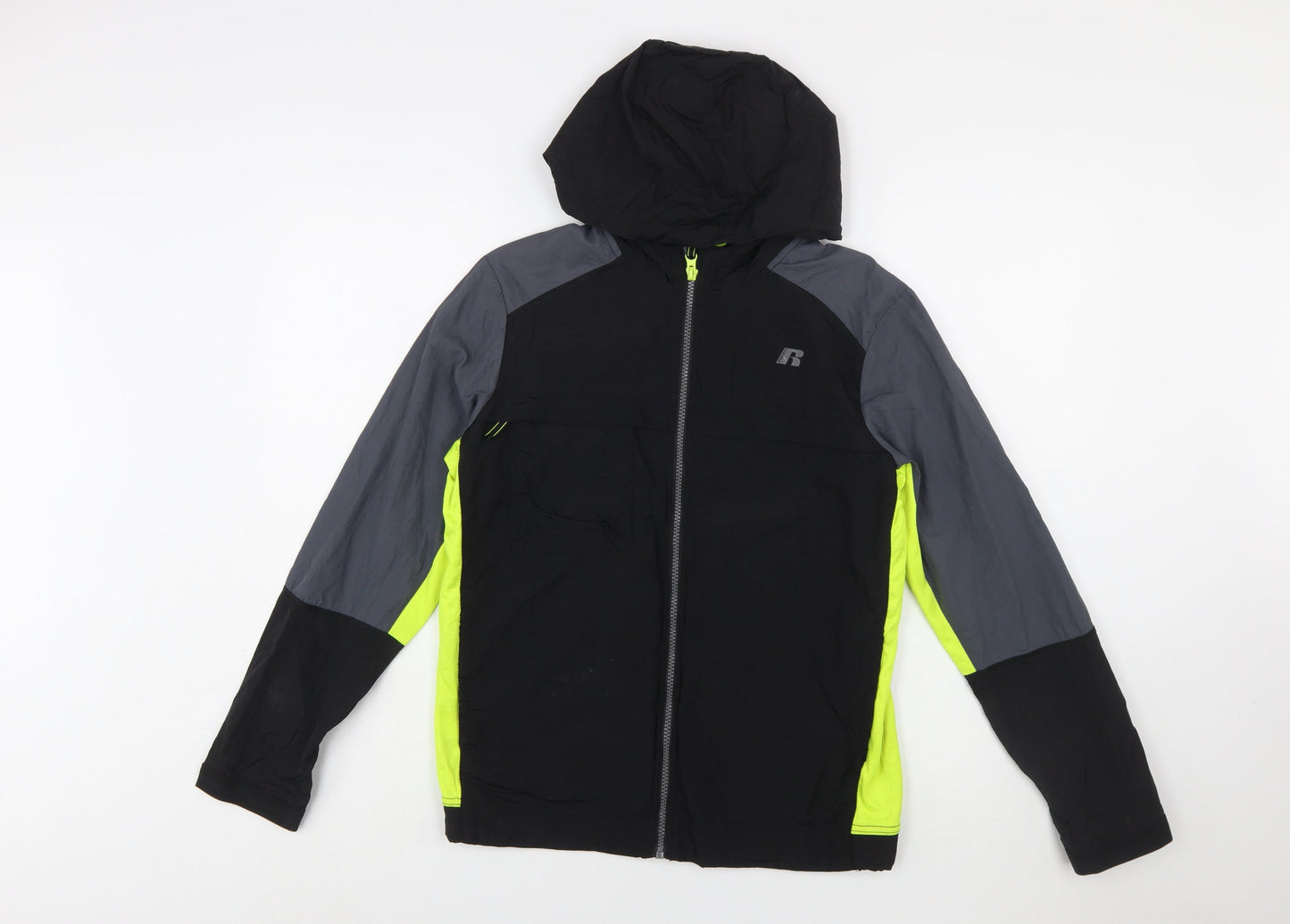 Russell Boys Black XL (14-16 Years) Hooded Windbreaker Jacket