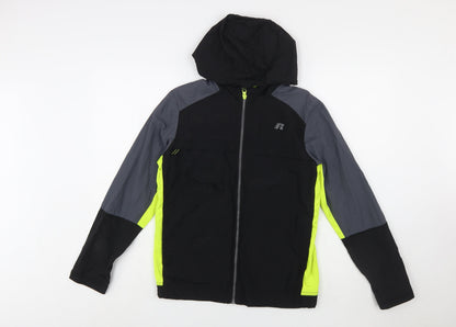 Russell Boys Black XL (14-16 Years) Hooded Windbreaker Jacket