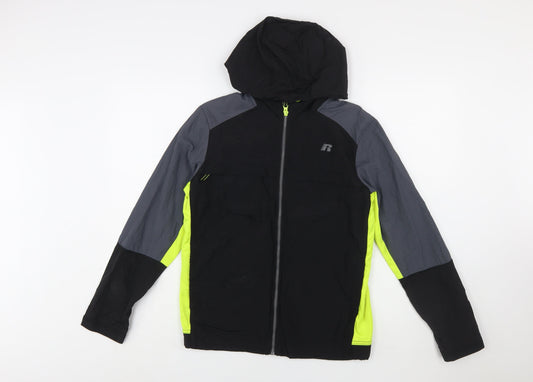 Russell Boys Black XL (14-16 Years) Hooded Windbreaker Jacket