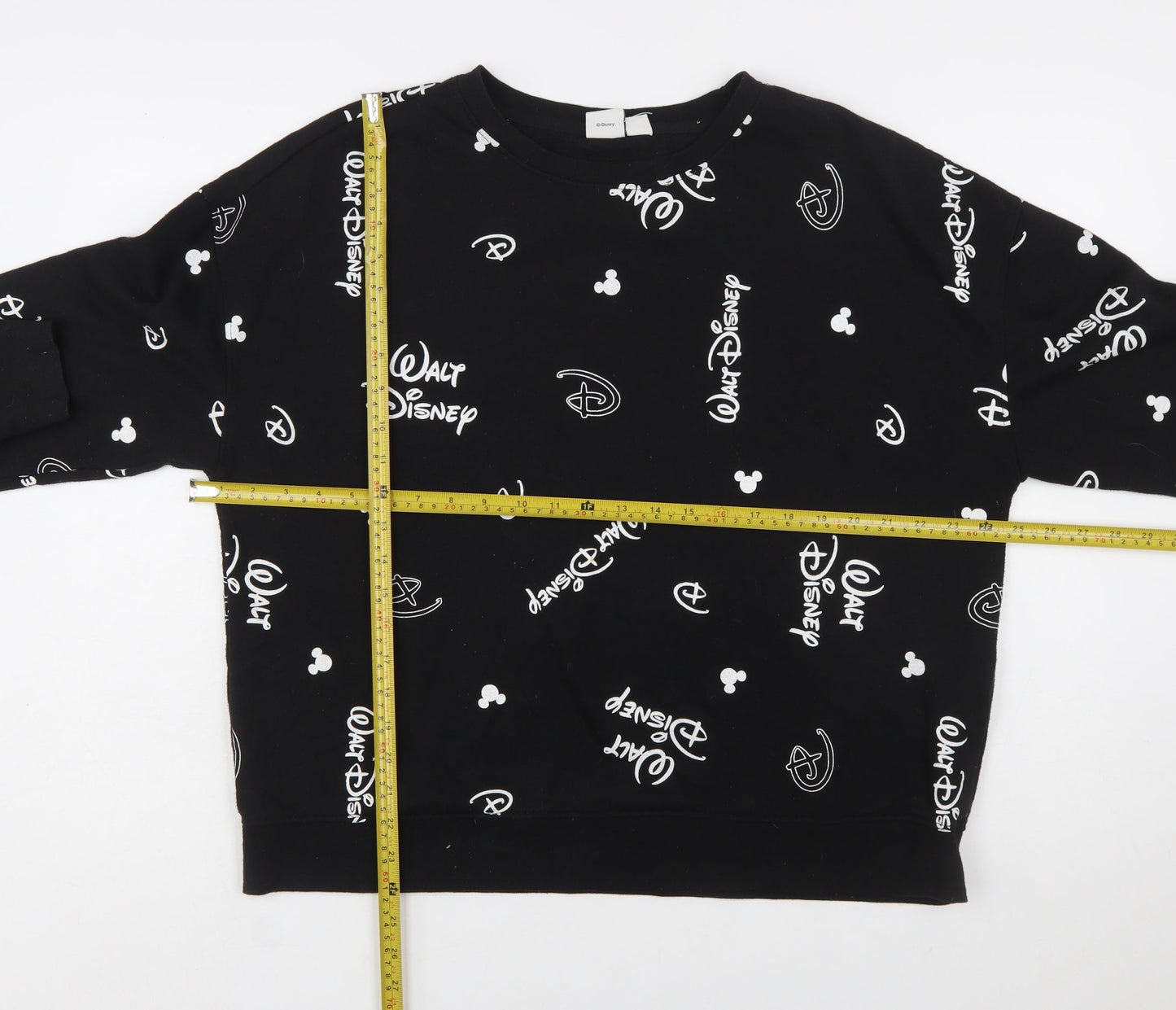 Disney Womens Black Sweatshirt L Logo Print Pullover Primark Cares