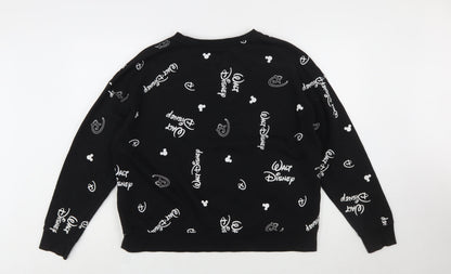 Disney Womens Black Sweatshirt L Logo Print Pullover Primark Cares