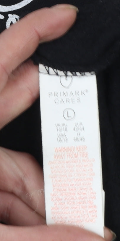 Disney Womens Black Sweatshirt L Logo Print Pullover Primark Cares