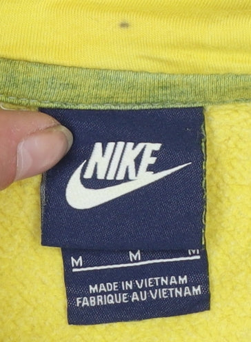 Nike Mens Yellow Pullover Hoodie M Hooded Fleece Sweatshirt