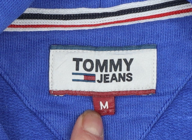 Tommy Jeans Men's Blue Pullover Hoodie M Logo Embroidered