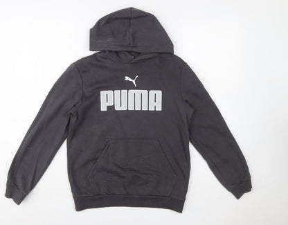 Puma Boys Black Pullover Hoodie Size 13-14 Years Cotton Blend