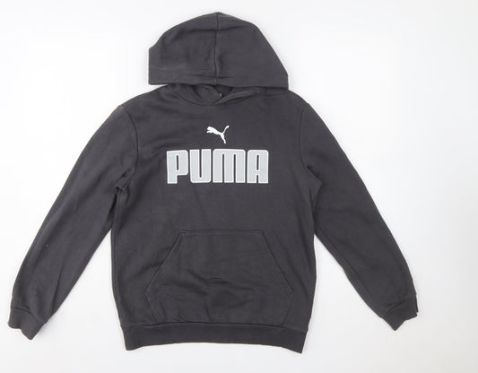 Puma Boys Black Pullover Hoodie Size 13-14 Years Cotton Blend