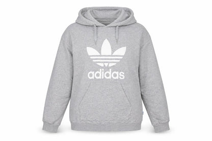 Adidas Women Grey Size 8 Pullover Hoodie Cotton Blend Logo Sweatshirt