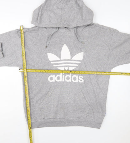 Adidas Women Grey Size 8 Pullover Hoodie Cotton Blend Logo Sweatshirt