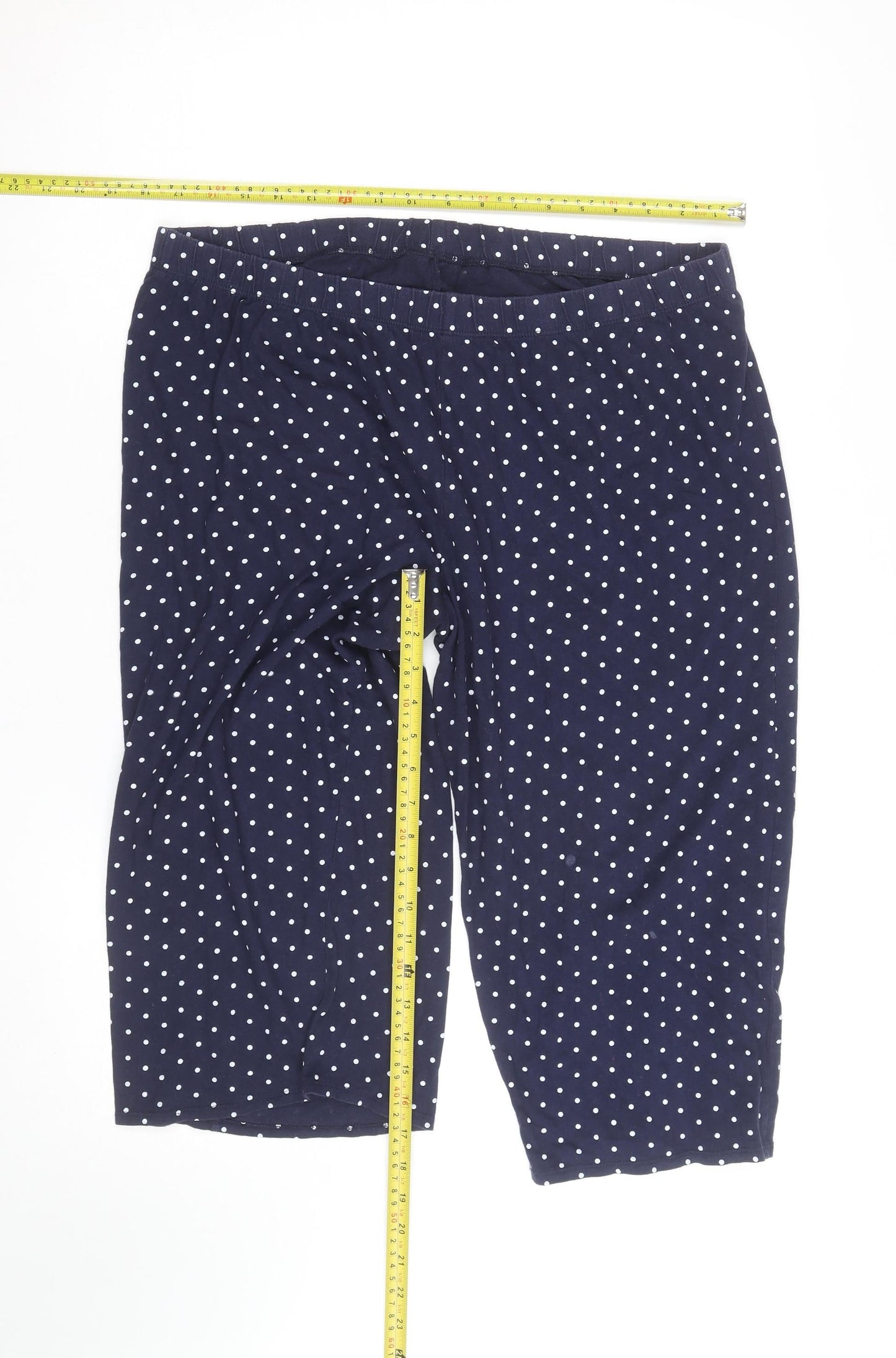 Dunnes Stores Women Blue Polka Dot Jersey Bermuda Shorts Size 16-18