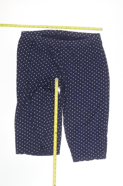 Dunnes Stores Women Blue Polka Dot Jersey Bermuda Shorts Size 16-18
