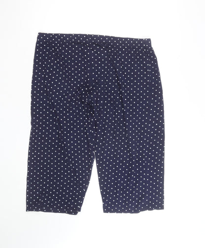 Dunnes Stores Women Blue Polka Dot Jersey Bermuda Shorts Size 16-18