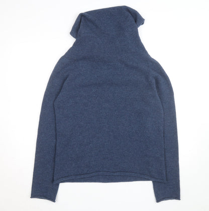 Celtic & Co. Men's Blue Wool Hooded Roll Neck Jumper Size M