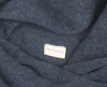 Celtic & Co. Men's Blue Wool Hooded Roll Neck Jumper Size M
