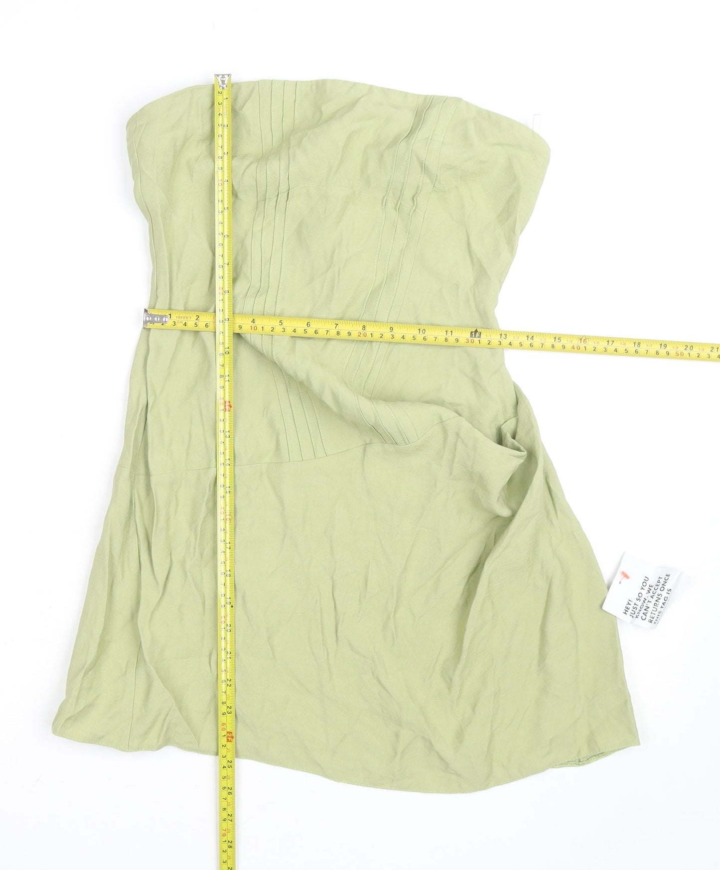 ASOS DESIGN Women's Green Strapless Cotton Knee Dress Size 10