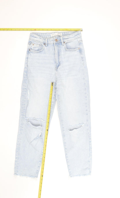 Stradivarius Women’s Light Blue Mom Jeans UK 10 Distressed Denim