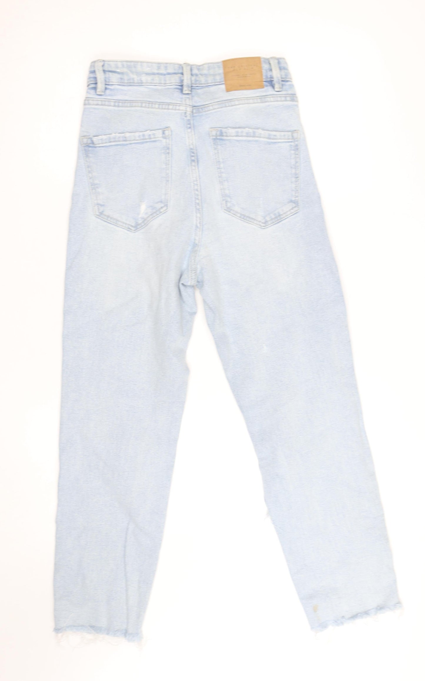 Stradivarius Women’s Light Blue Mom Jeans UK 10 Distressed Denim